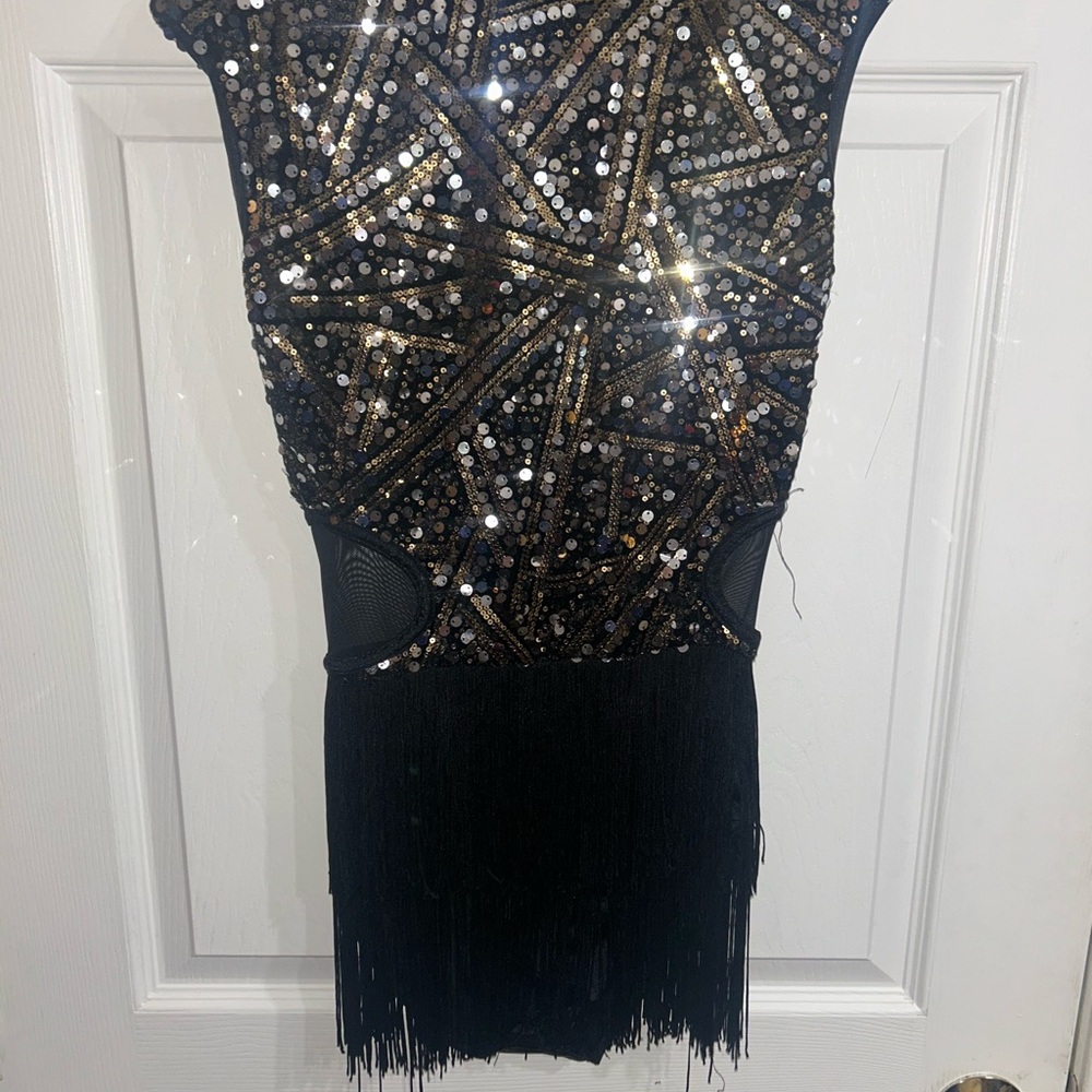 Sequin Fringe Black Dress